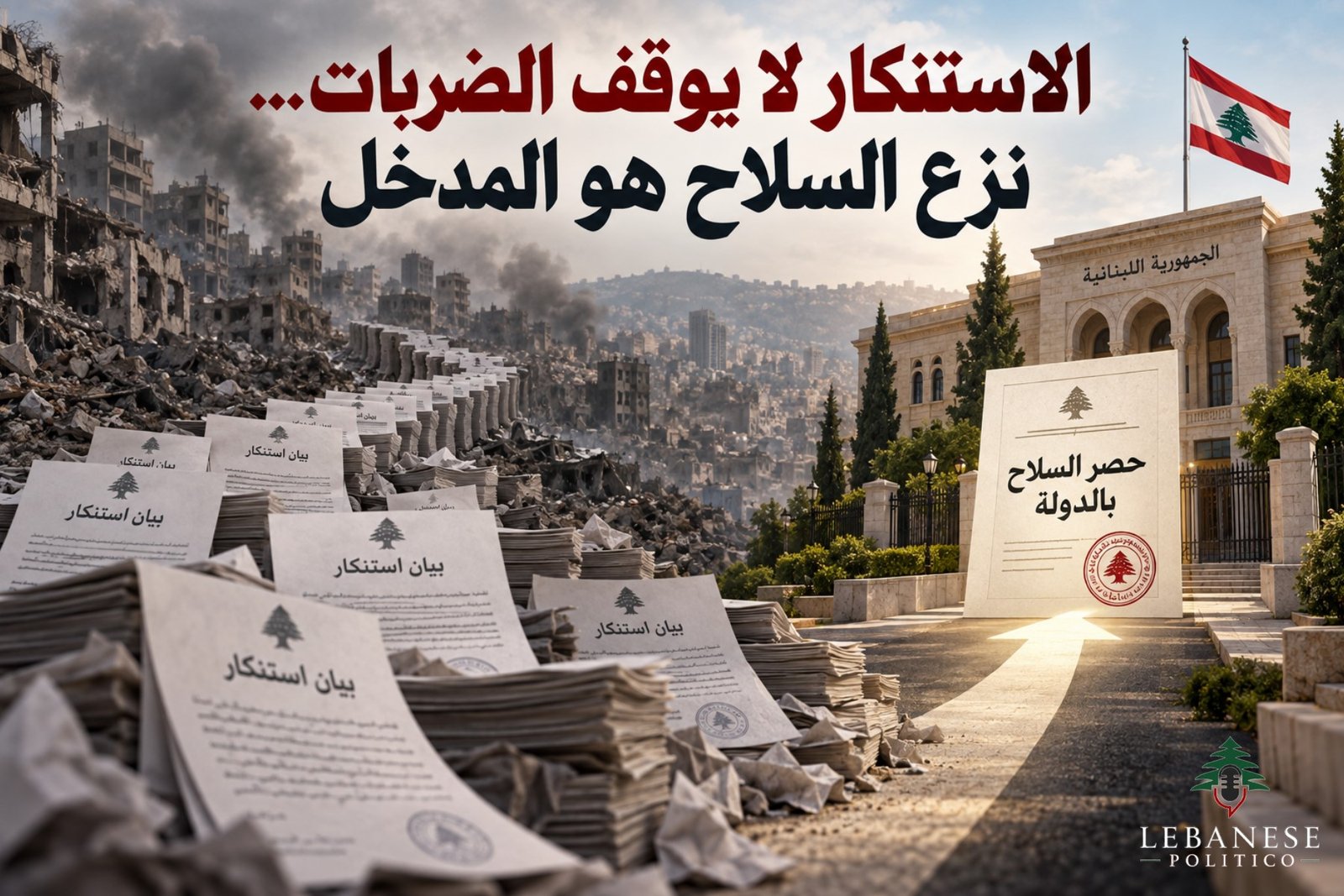 نزع السلاح وحصر قرار الحرب والسلم بالدولة اللبنانية كمدخل لوقف الضربات
